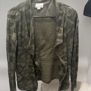 Caslon Camouflage Open Front Jacket